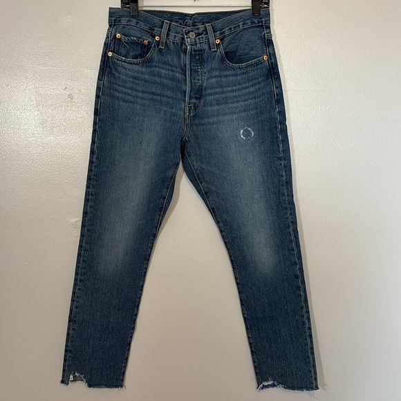 Levi’s 501 S Women 28 Premium Denim Jean Distressed Raw Hem Button Fly Cotton - Picture 13 of 13